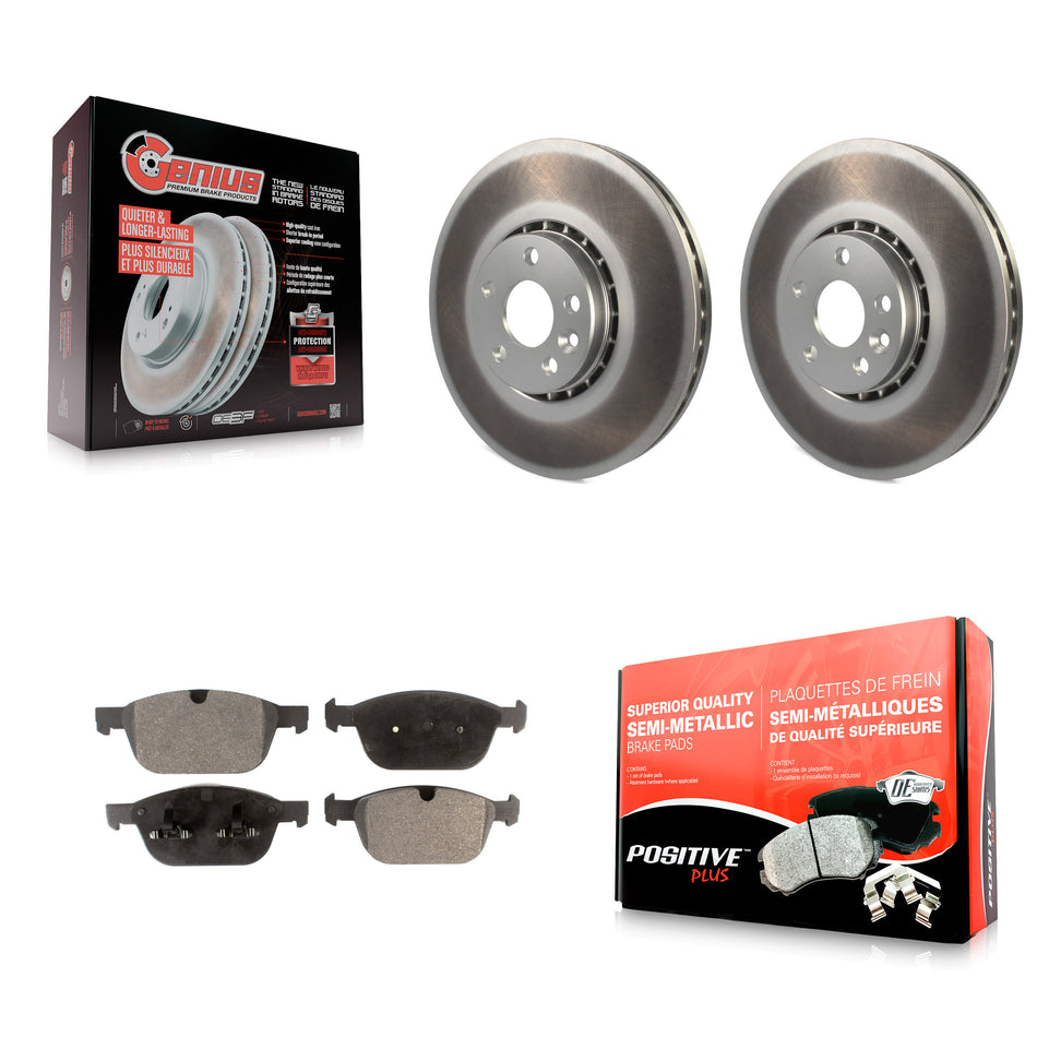 Front Coated Disc Brake Rotors And Semi-Metallic Pads Kit For 2010-2015 Volvo XC60 KGF-100430