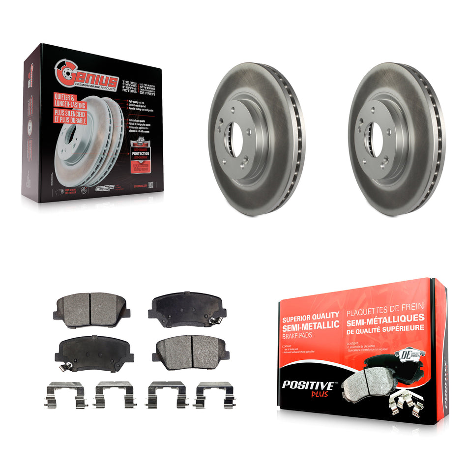Front Coated Disc Brake Rotors And Semi-Metallic Pads Kit For Kia Sorento Hyundai Santa Fe KGF-100431
