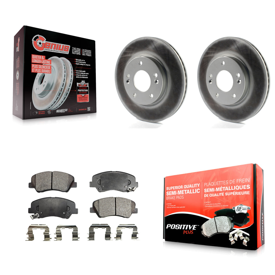 Front Coated Disc Brake Rotors And Semi-Metallic Pads Kit For Hyundai Elantra Kia Forte Veloster GT Forte5 Coupe Koup KGF-100447