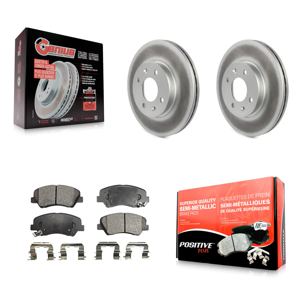 Front Coated Disc Brake Rotors And Semi-Metallic Pads Kit For Hyundai Accent Kia Rio KGF-100469