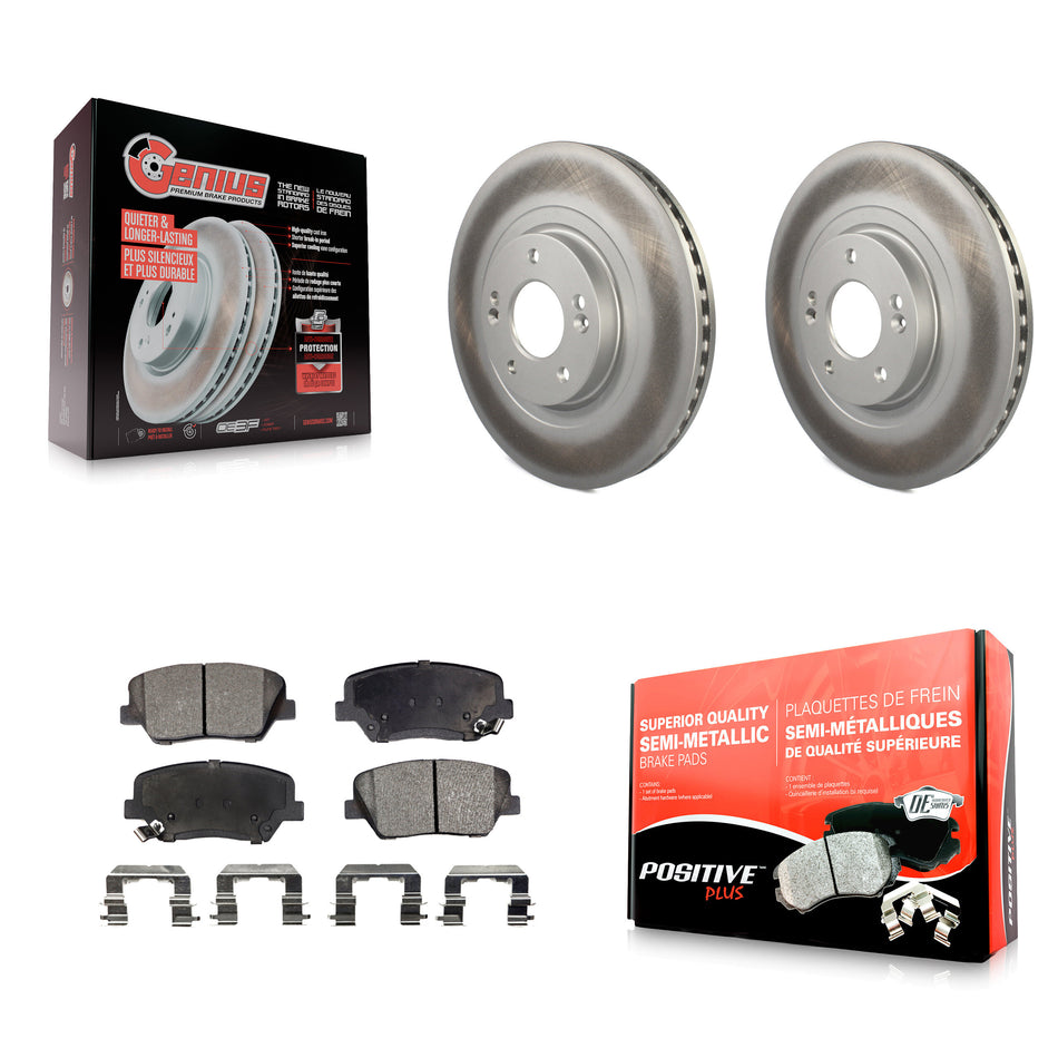 Front Coated Disc Brake Rotors And Semi-Metallic Pads Kit For Hyundai Santa Fe Sport Kia Sorento KGF-100475