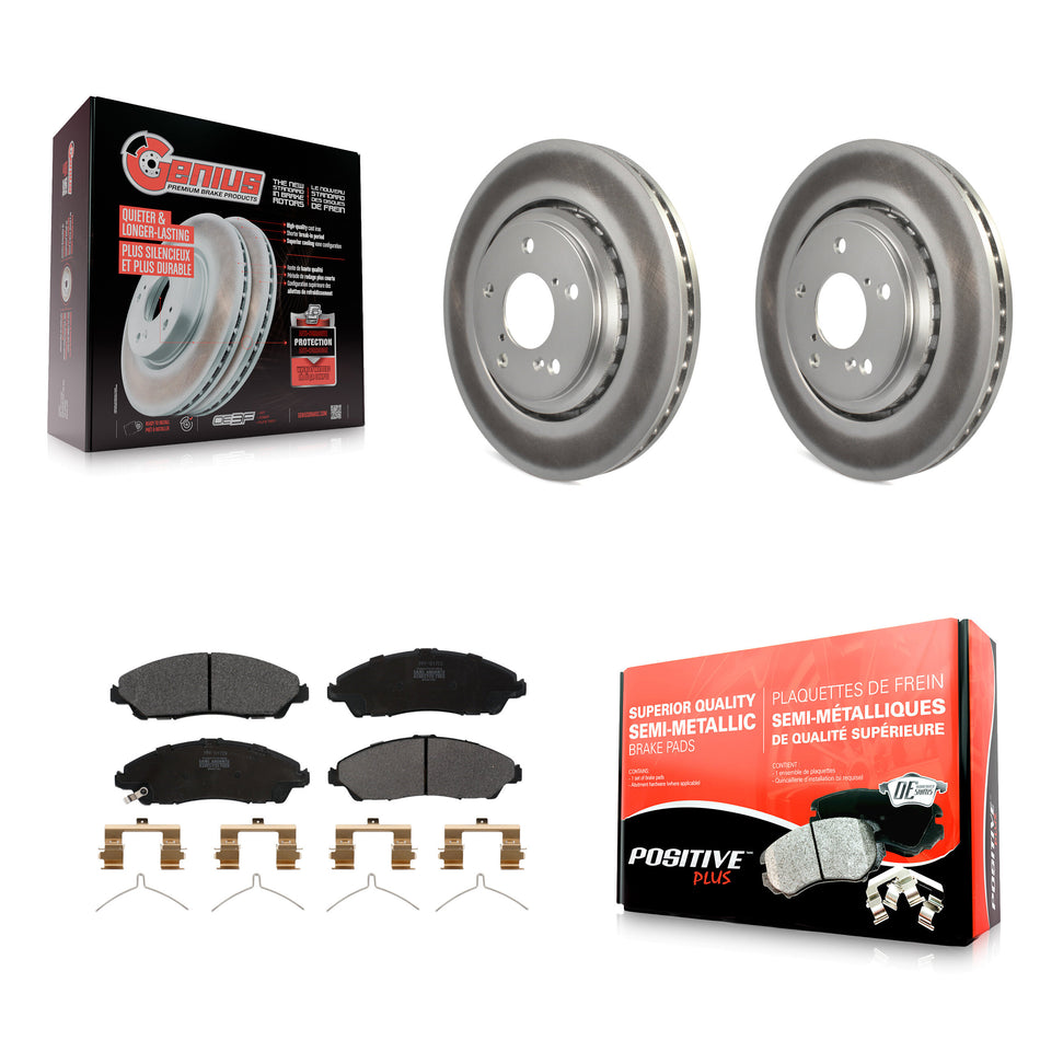 Front Coated Disc Brake Rotors And Semi-Metallic Pads Kit For Honda Pilot Acura MDX Ridgeline KGF-100486