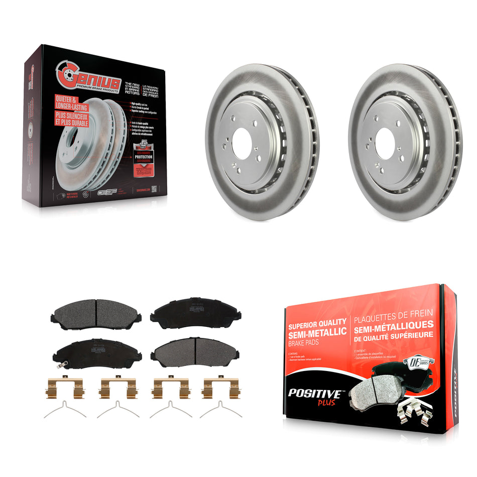 Front Coated Disc Brake Rotors And Semi-Metallic Pads Kit For 2014-2016 Acura MDX KGF-100490