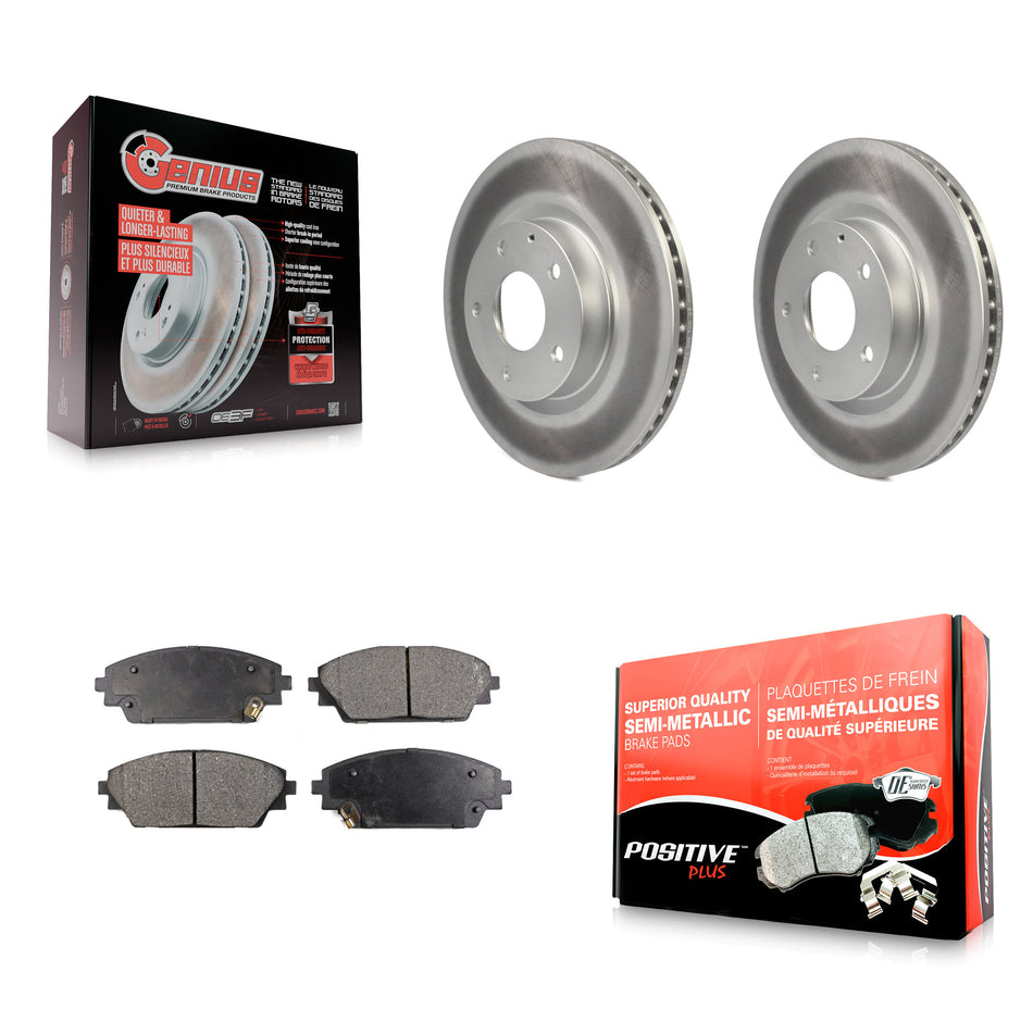 Front Coated Disc Brake Rotors And Semi-Metallic Pads Kit For Mazda 3 CX-3 Sport KGF-100494