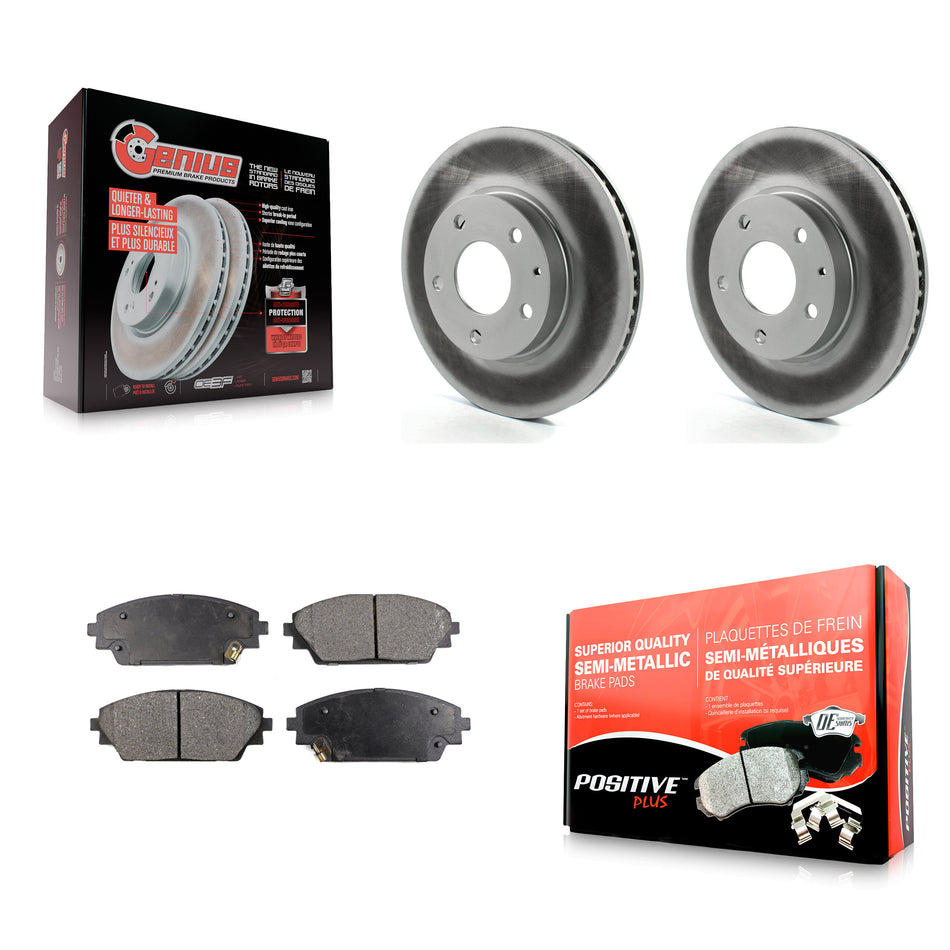 Front Coated Disc Brake Rotors And Semi-Metallic Pads Kit For 2016-2021 Mazda CX-3 FWD KGF-100497