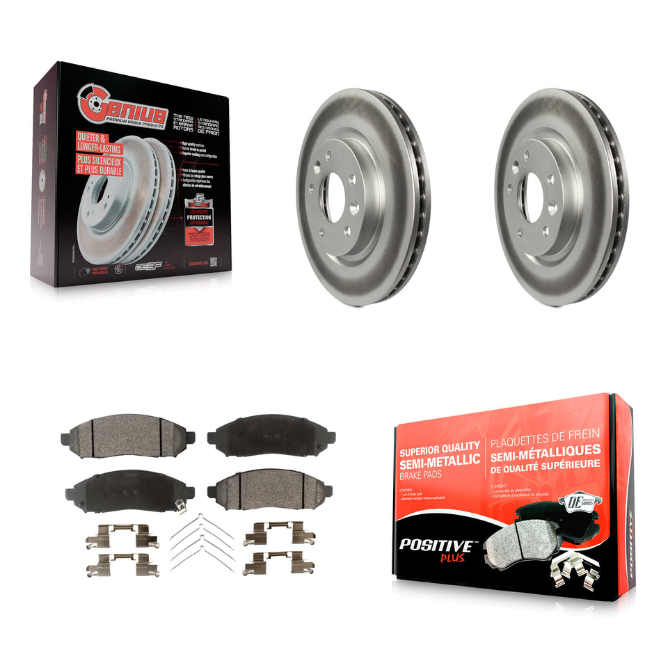 Front Coated Disc Brake Rotors And Semi-Metallic Pads Kit For 2015 Nissan LEAF Vehicles Manufactured In Japan KGF-100500