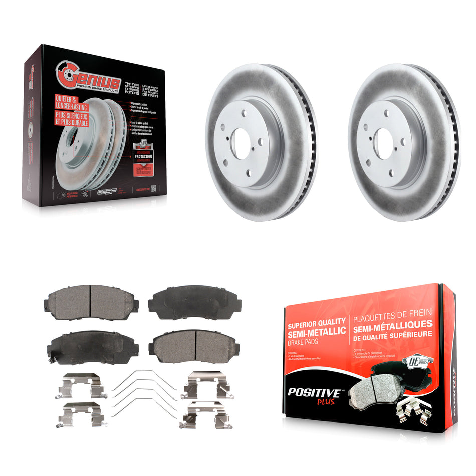 Front Coated Disc Brake Rotors And Semi-Metallic Pads Kit For 2016-2019 Subaru Legacy 2.5L KGF-100509