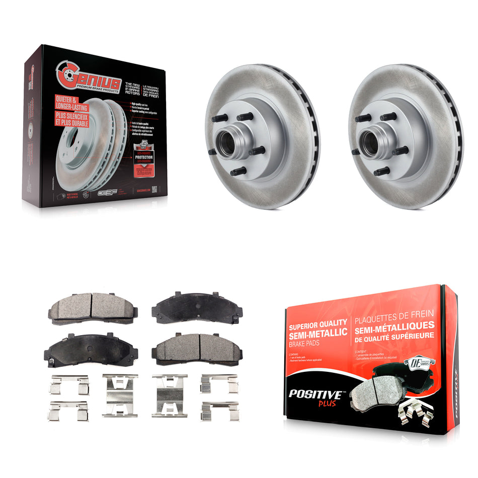 Front Coated Disc Brake Rotors Hub Assembly And Semi-Metallic Pads Kit For Ford Ranger Explorer Mercury Mountaineer Mazda B3000 B2500 B4000 B2300 KGF-100532