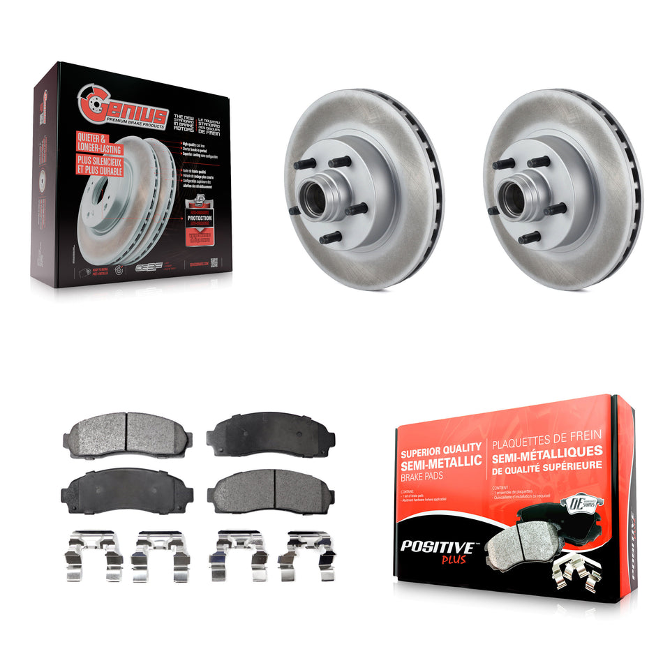 Front Coated Disc Brake Rotors Hub Assembly And Semi-Metallic Pads Kit For Ford Ranger Mazda B2300 B3000 B4000 KGF-100533