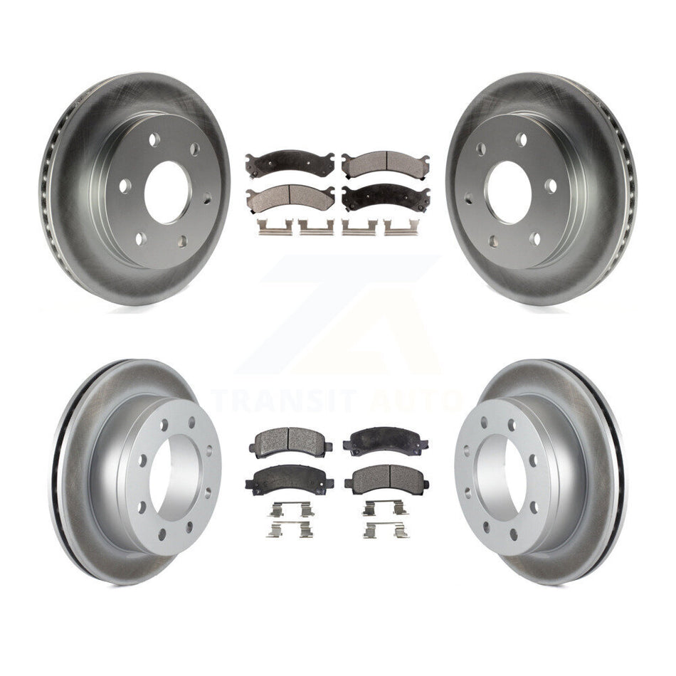 Front Rear Coated Disc Brake Rotors And Semi-Metallic Pads Kit For 2006-2006 Chevrolet Express 2500 GMC Savana KGF-100552