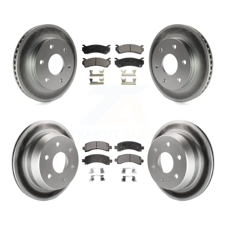 Front Rear Coated Disc Brake Rotors And Semi-Metallic Pads Kit For 2002 Chevrolet Avalanche 1500 With Single Piston Caliper 325mm Diameter Rotor KGF-100556