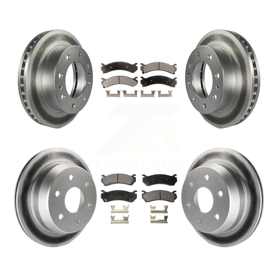 Front Rear Coated Disc Brake Rotors And Semi-Metallic Pads Kit For 2003-2003 Chevrolet Silverado 2500 HD Suburban GMC Sierra KGF-100561
