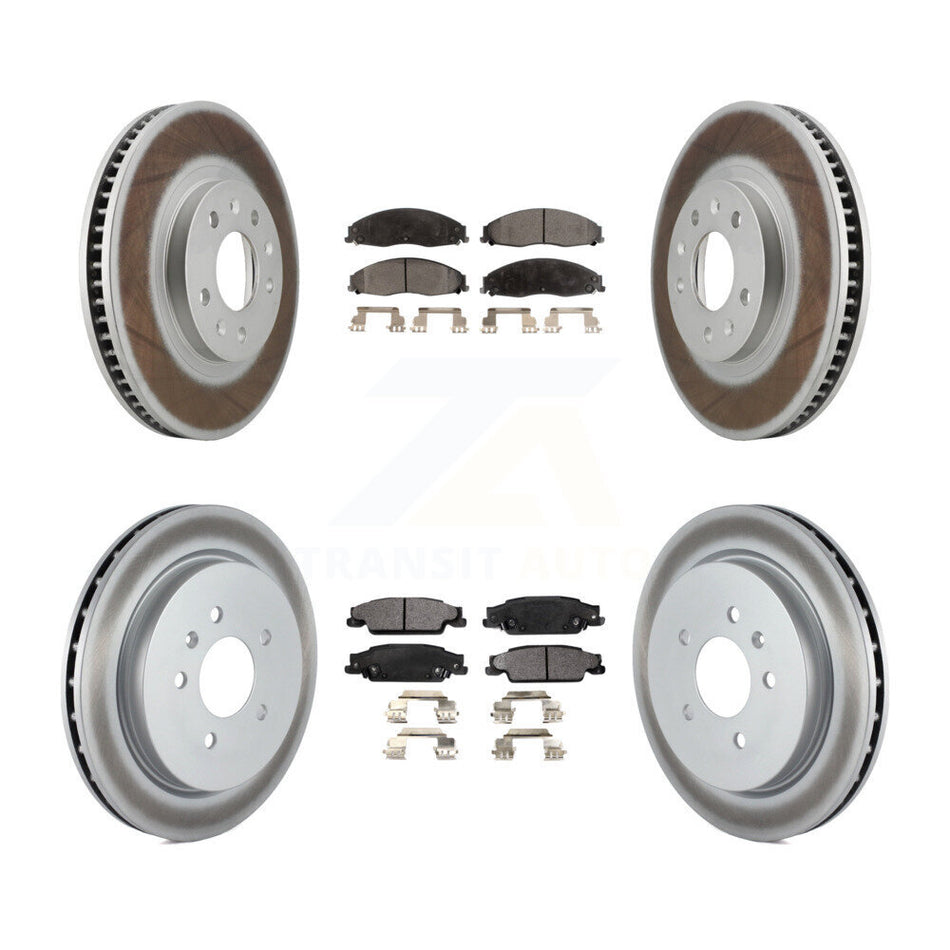 Front Rear Coated Disc Brake Rotors And Semi-Metallic Pads Kit For Cadillac CTS With Standard Suspension KGF-100575