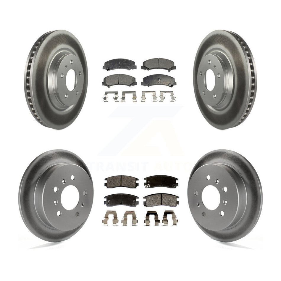 Front Rear Coated Disc Brake Rotors And Semi-Metallic Pads Kit For Buick LaCrosse Allure KGF-100599