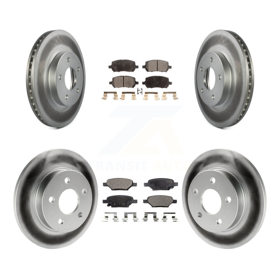 Front Rear Coated Disc Brake Rotors And Semi-Metallic Pads Kit For 2007-2010 Pontiac G5 With Drum Brakes 5 Lug Wheels KGF-100602