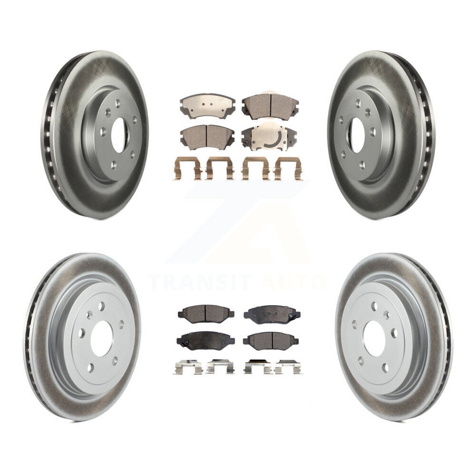 Front Rear Coated Disc Brake Rotors And Semi-Metallic Pads Kit For 2010-2015 Chevrolet Camaro LT LS KGF-100610