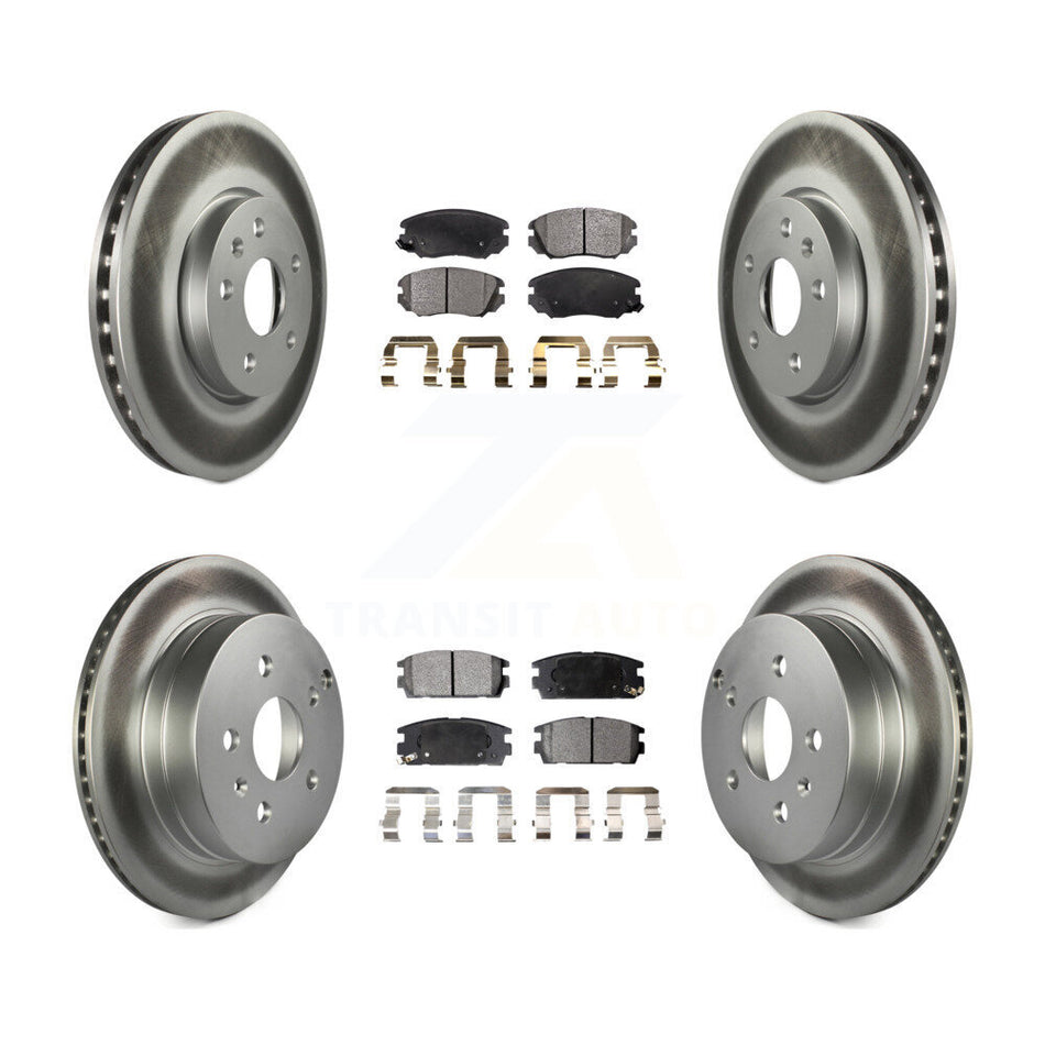 Front Rear Coated Disc Brake Rotors And Semi-Metallic Pads Kit For 2010-2017 Chevrolet Equinox GMC Terrain KGF-100611