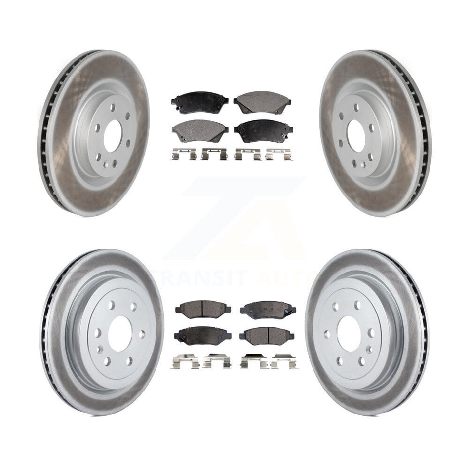 Front Rear Coated Disc Brake Rotors And Semi-Metallic Pads Kit For Cadillac SRX Saab 9-4X KGF-100613