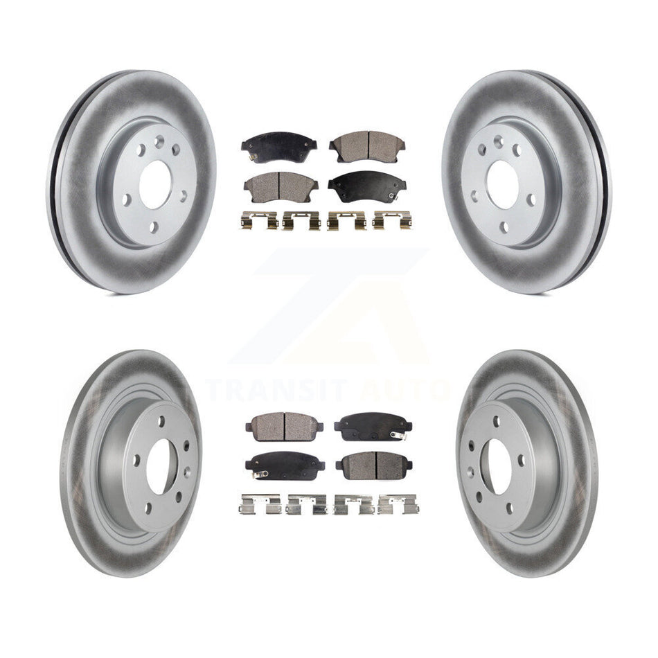 Front Rear Coated Disc Brake Rotors And Semi-Metallic Pads Kit For 2013 Chevrolet Cruze With 292mm Diameter Rotor KGF-100615
