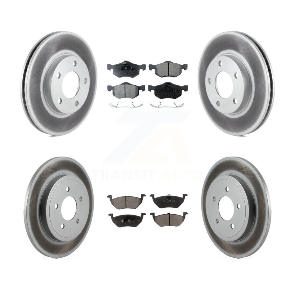 Front Rear Coated Disc Brake Rotors And Semi-Metallic Pads Kit For Mazda Tribute Mercury Mariner KGF-100632