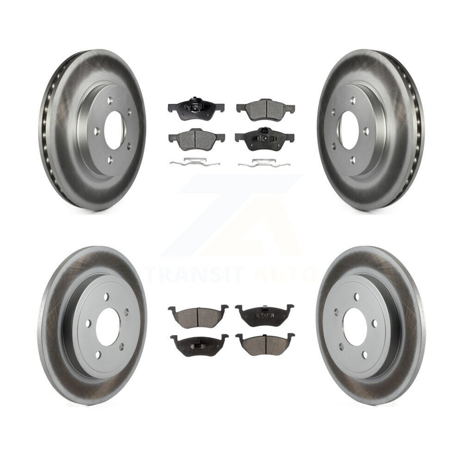 Front Rear Coated Disc Brake Rotors And Semi-Metallic Pads Kit For Ford Escape Mercury Mariner Mazda Tribute KGF-100641