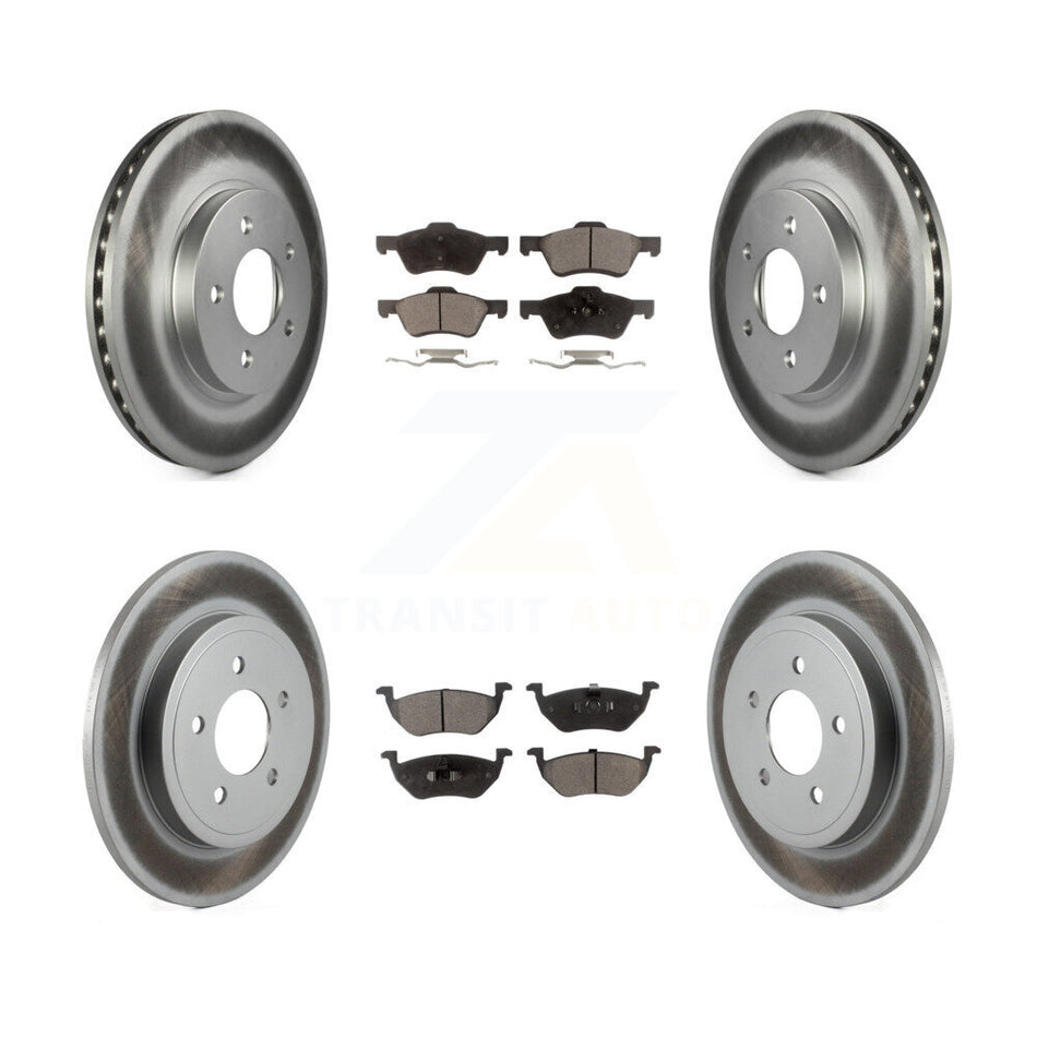 Front Rear Coated Disc Brake Rotors And Semi-Metallic Pads Kit For Ford Escape Mercury Mariner KGF-100642