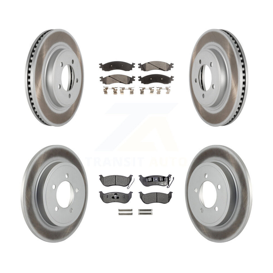 Front Rear Coated Disc Brake Rotors And Semi-Metallic Pads Kit For Ford Explorer Sport Trac Mercury Mountaineer KGF-100655