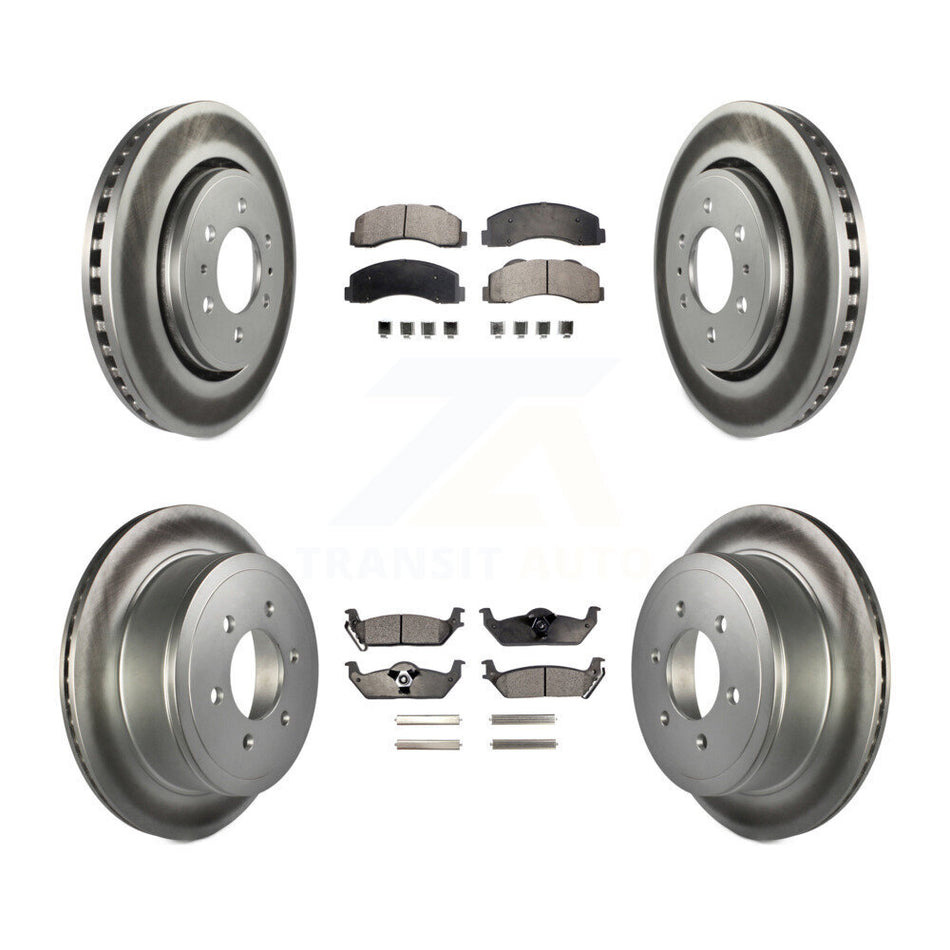 Front Rear Coated Disc Brake Rotors And Semi-Metallic Pads Kit For 2010-2011 Ford F-150 With 6 Lug Wheels KGF-100659
