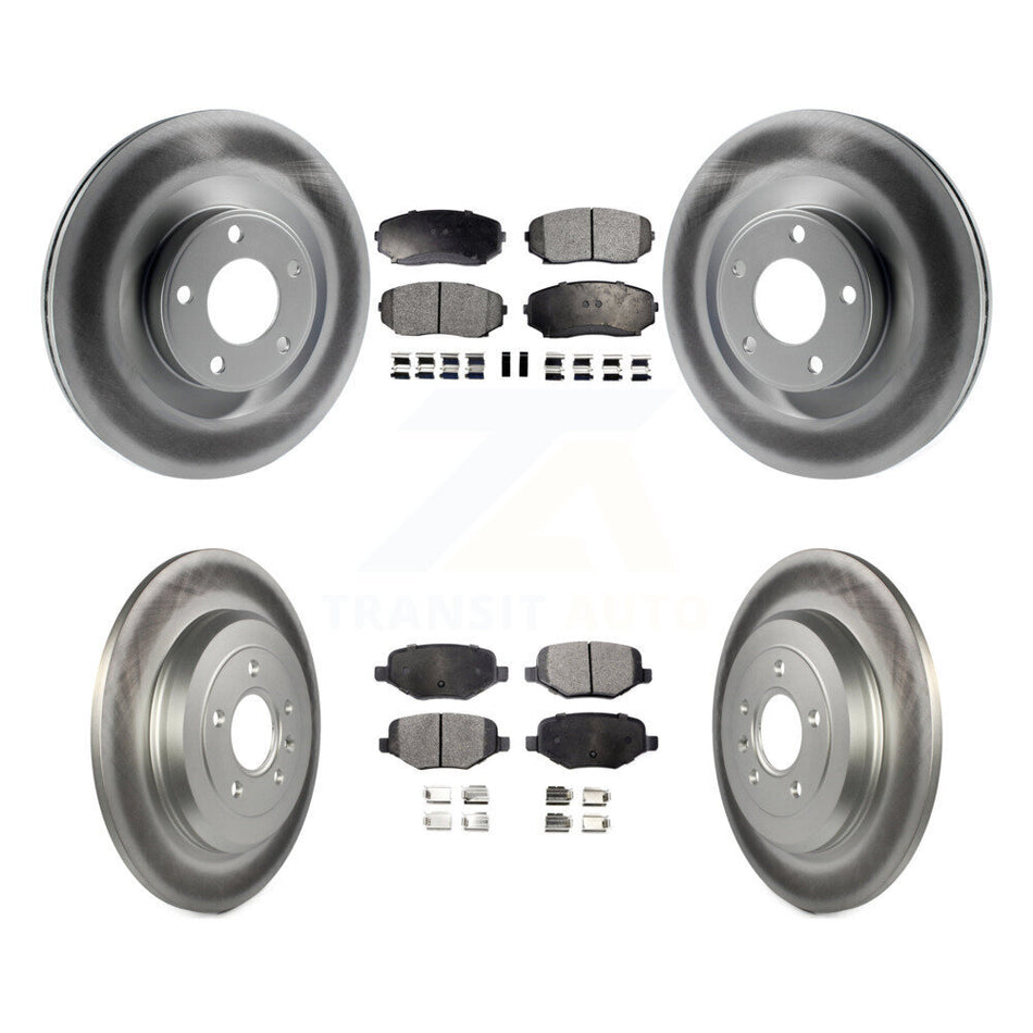 Front Rear Coated Disc Brake Rotors And Semi-Metallic Pads Kit For Ford Edge Lincoln MKX KGF-100663