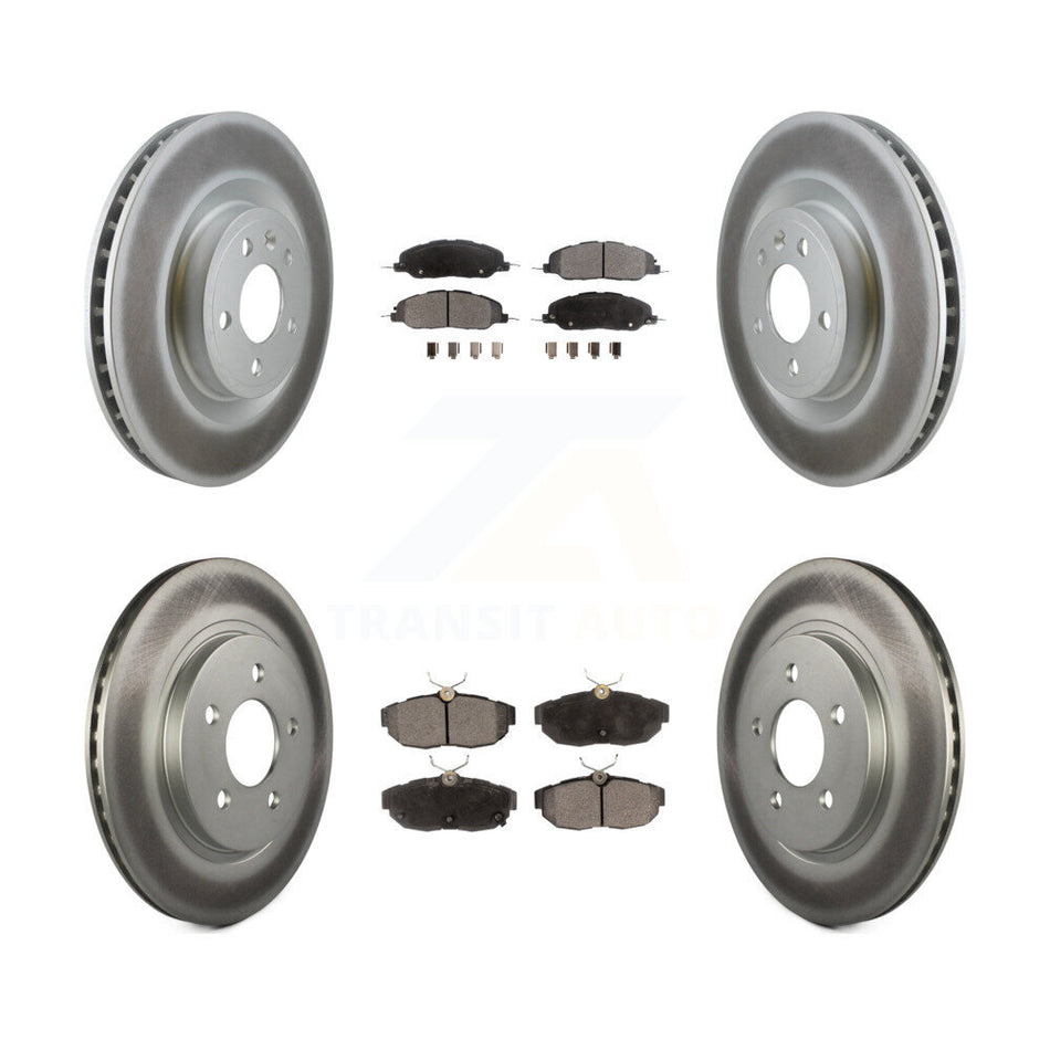 Front Rear Coated Disc Brake Rotors And Semi-Metallic Pads Kit For Ford Mustang KGF-100675