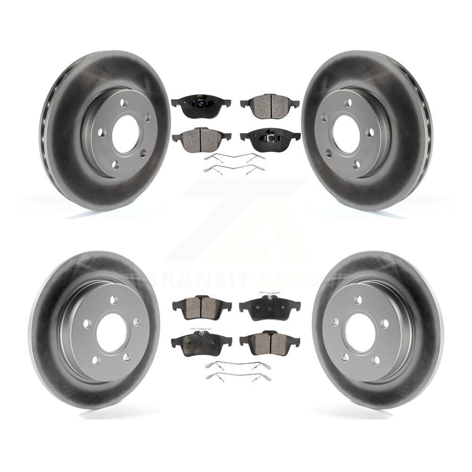 Front Rear Coated Disc Brake Rotors And Semi-Metallic Pads Kit For Ford Focus KGF-100676