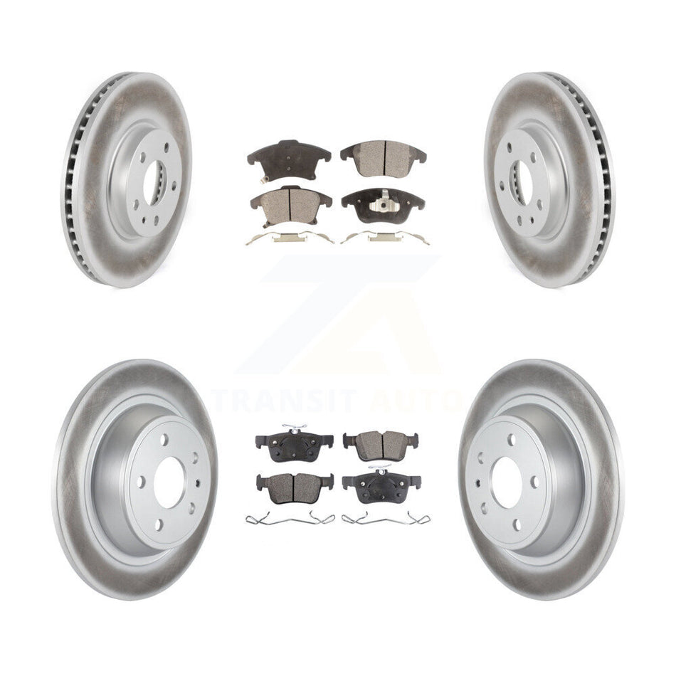 Front Rear Coated Disc Brake Rotors And Semi-Metallic Pads Kit For Ford Fusion Lincoln MKZ KGF-100681