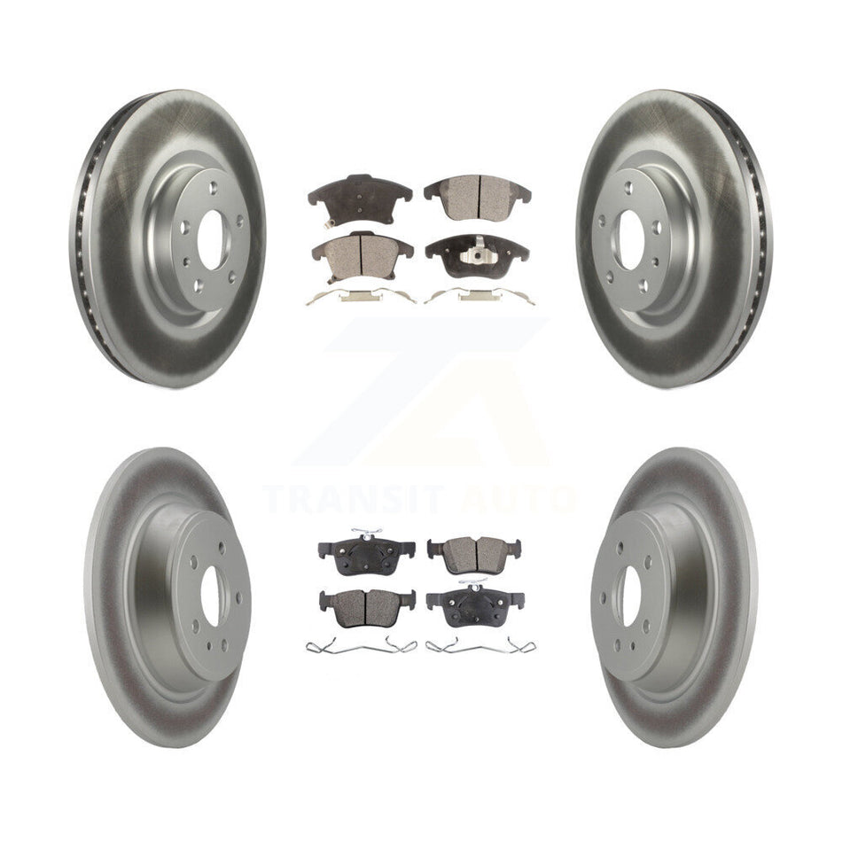 Front Rear Coated Disc Brake Rotors And Semi-Metallic Pads Kit For Ford Fusion Lincoln MKZ KGF-100682