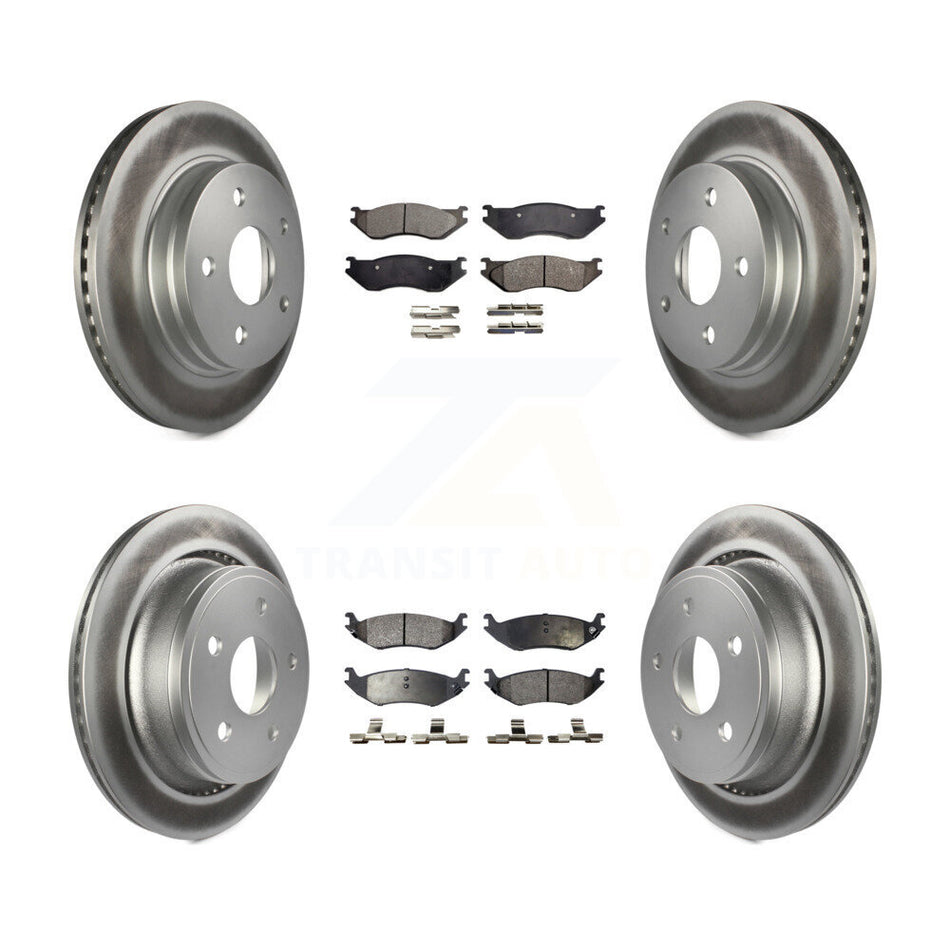 Front Rear Coated Disc Brake Rotors And Semi-Metallic Pads Kit For Dodge Ram 1500 KGF-100706