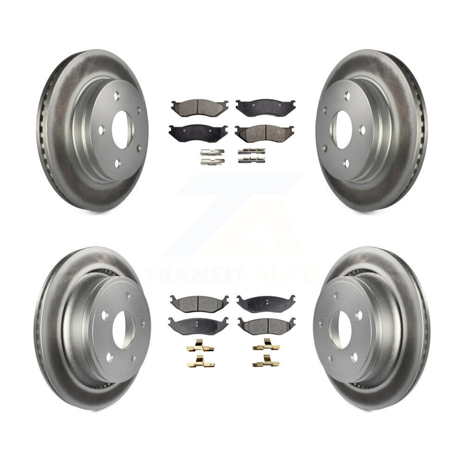 Front Rear Coated Disc Brake Rotors And Semi-Metallic Pads Kit For Dodge Durango Ram 1500 KGF-100707