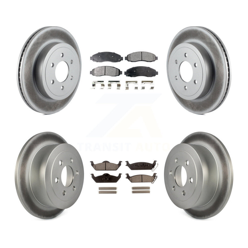 Front Rear Coated Disc Brake Rotors And Semi-Metallic Pads Kit For 2003-2004 Dodge Dakota KGF-100709