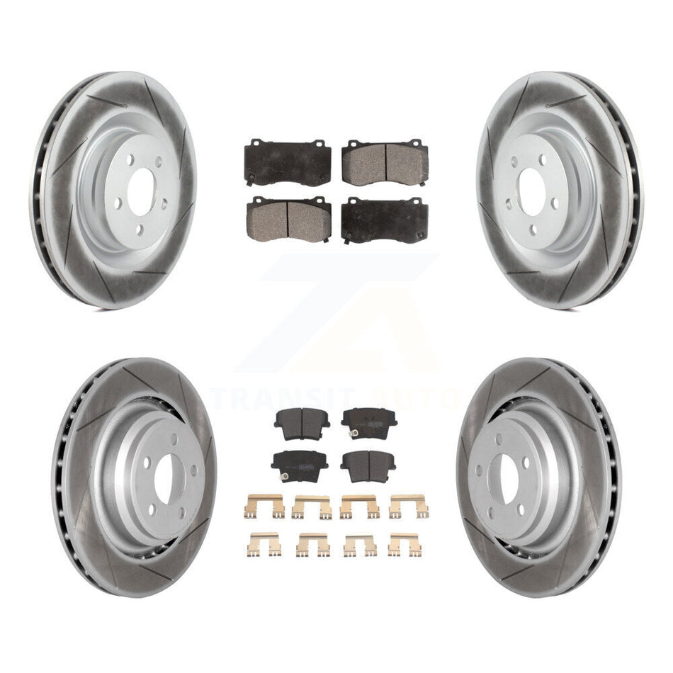 Front Rear Coated Disc Brake Rotors And Semi-Metallic Pads Kit For 2015 Dodge Charger R T Scat Pack with 6.4L KGF-100720
