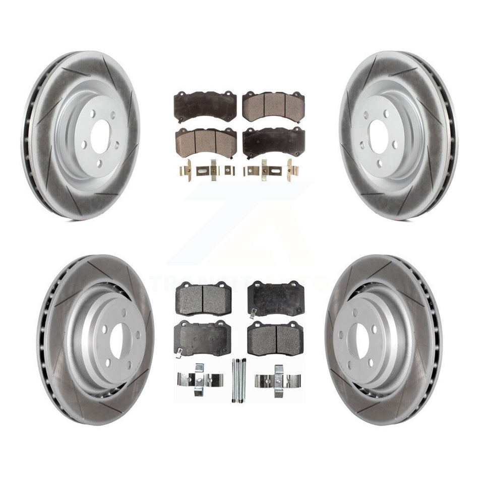 Front Rear Coated Disc Brake Rotors And Semi-Metallic Pads Kit For Dodge Challenger Charger KGF-100722