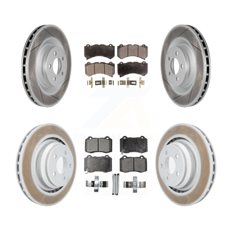 Front Rear Coated Disc Brake Rotors And Semi-Metallic Pads Kit For Dodge Challenger Charger KGF-100738