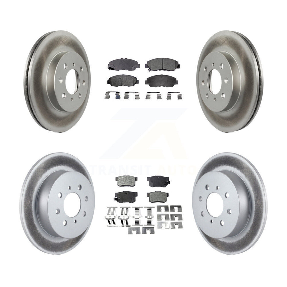Front Rear Coated Disc Brake Rotors And Semi-Metallic Pads Kit For Honda Civic Acura EL KGF-100752