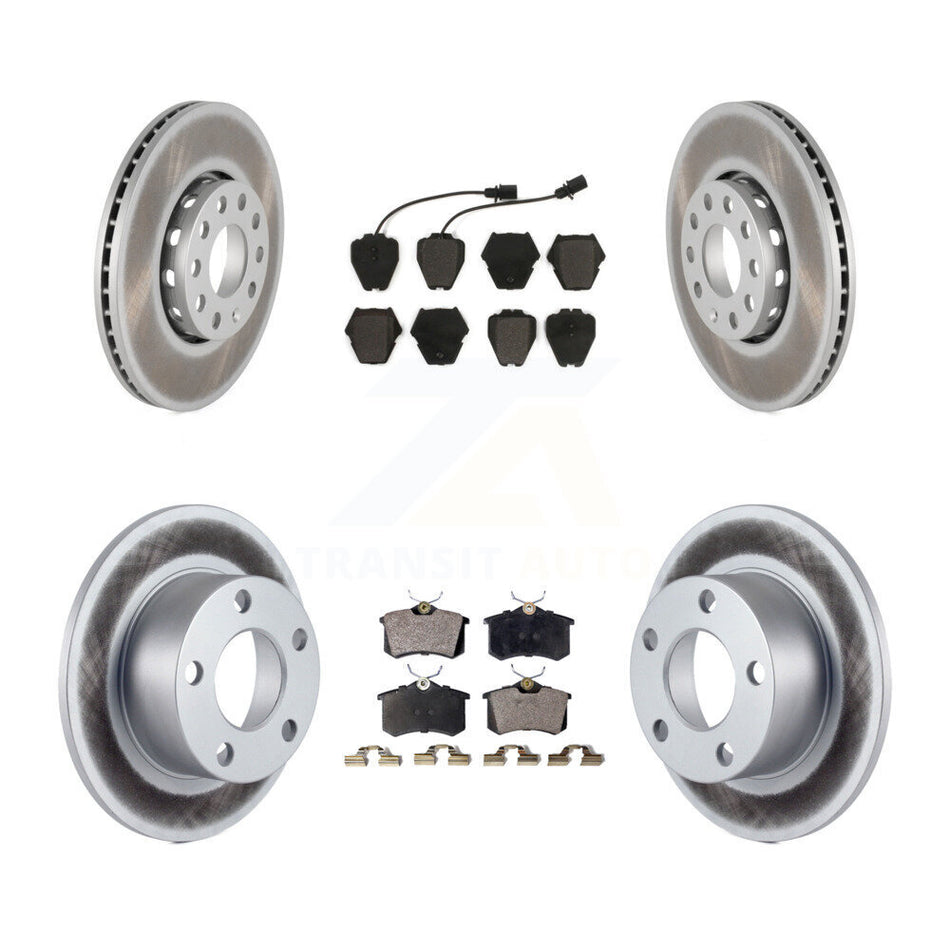 Front Rear Coated Disc Brake Rotors And Semi-Metallic Pads Kit For 2002 Volkswagen Passat FWD With Dual Piston Caliper KGF-100771
