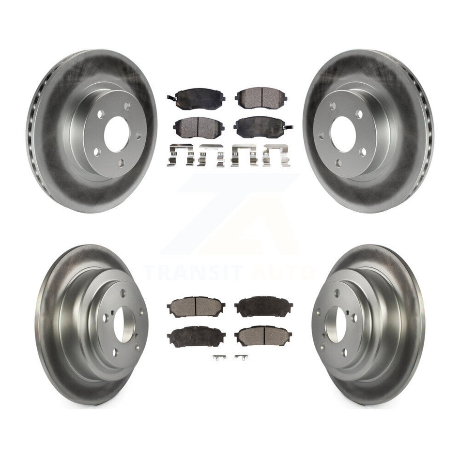 Front Rear Coated Disc Brake Rotors And Semi-Metallic Pads Kit For Subaru Impreza Saab 9-2X KGF-100777