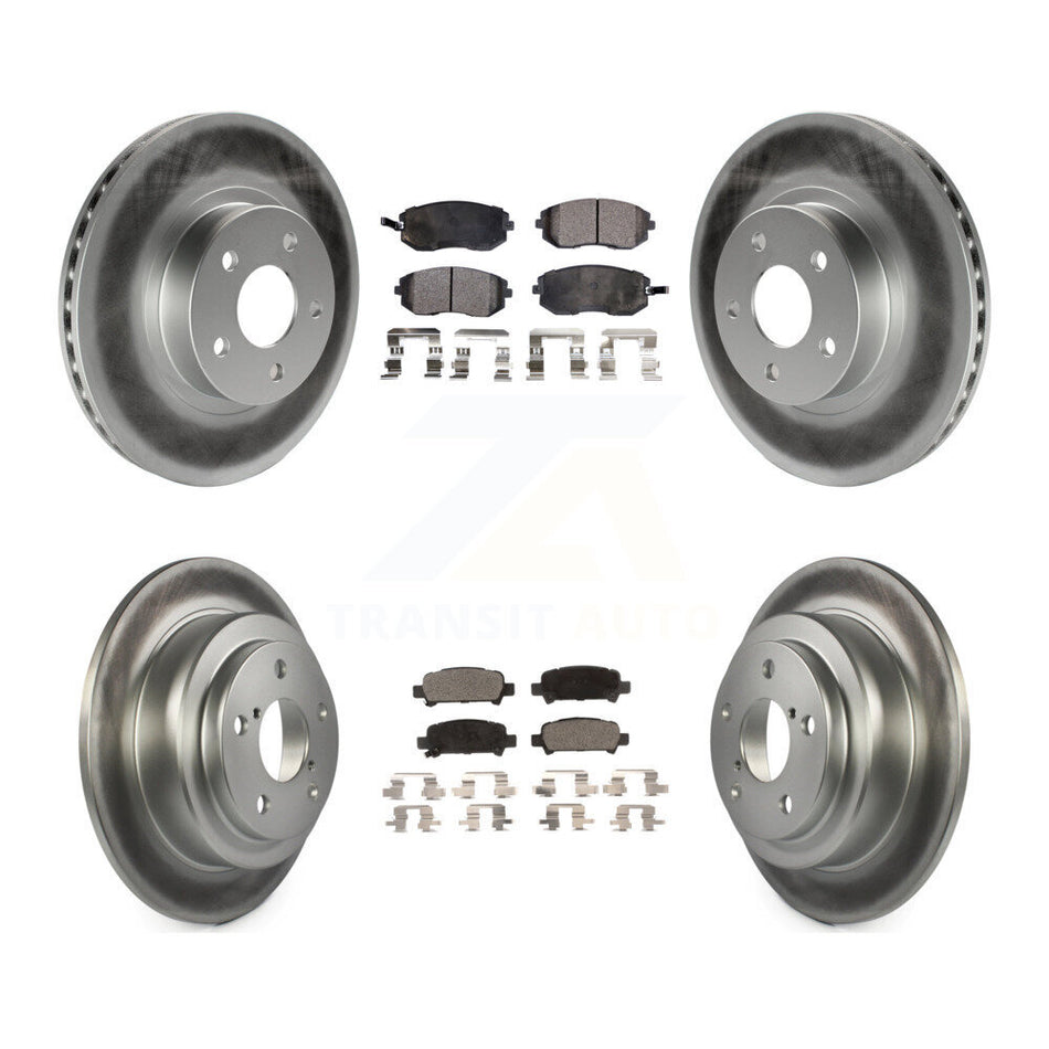 Front Rear Coated Disc Brake Rotors And Semi-Metallic Pads Kit For 2002-2003 Subaru Impreza Outback RS TS KGF-100778