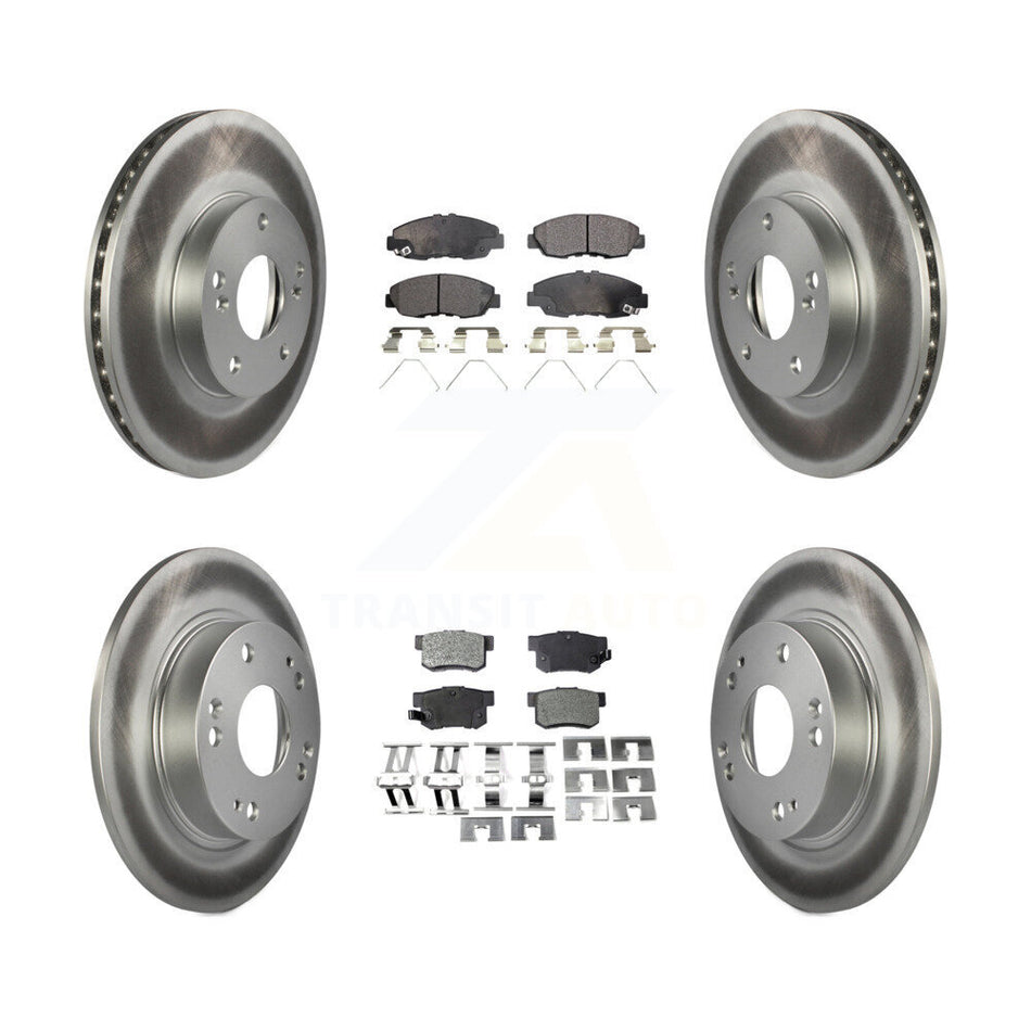 Front Rear Coated Disc Brake Rotors And Semi-Metallic Pads Kit For 2014-2015 Honda Civic Touring KGF-100784