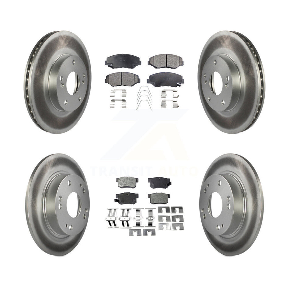 Front Rear Coated Disc Brake Rotors And Semi-Metallic Pads Kit For Honda Civic Acura ILX KGF-100789