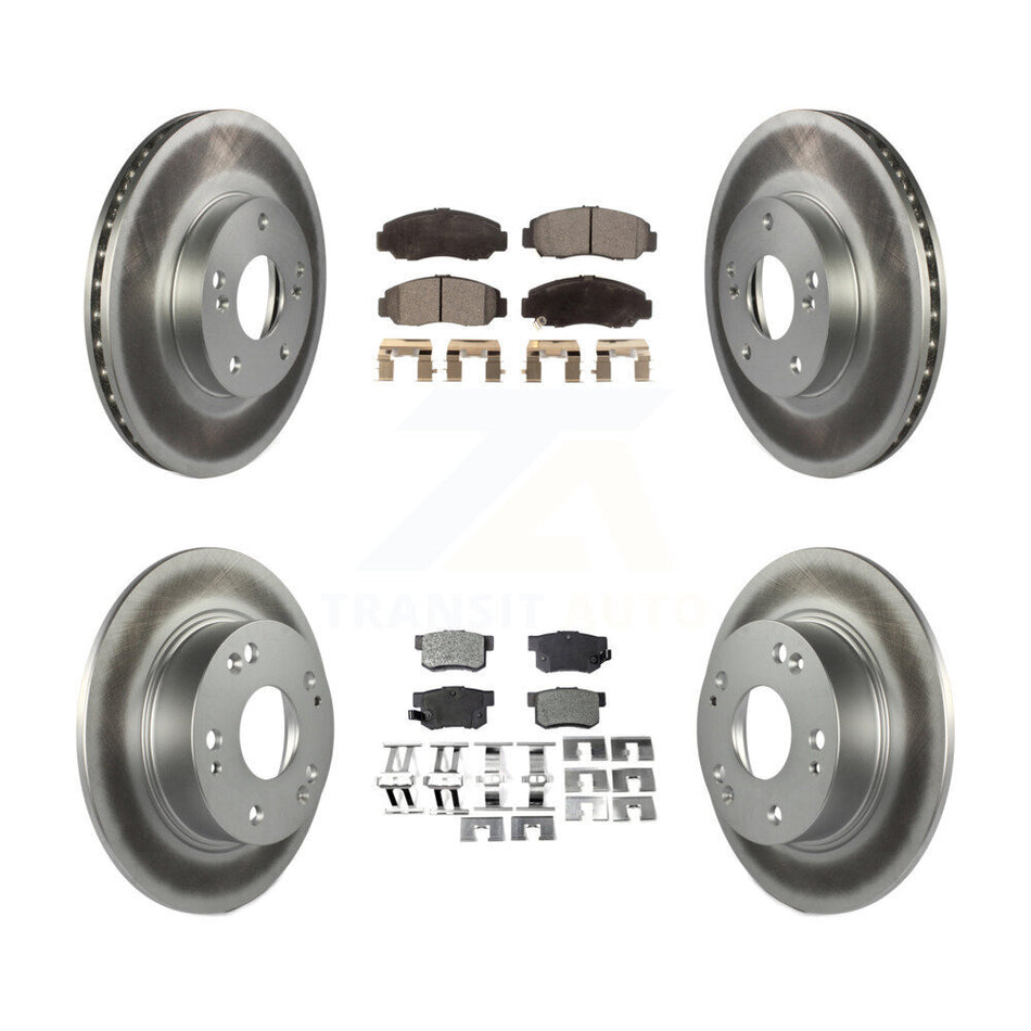 Front Rear Coated Disc Brake Rotors And Semi-Metallic Pads Kit For Honda Accord KGF-100792