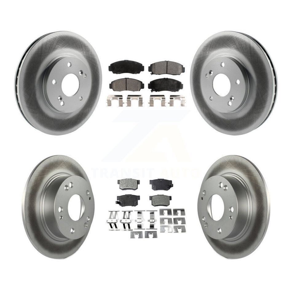 Front Rear Coated Disc Brake Rotors And Semi-Metallic Pads Kit For Honda Accord Acura TSX KGF-100802