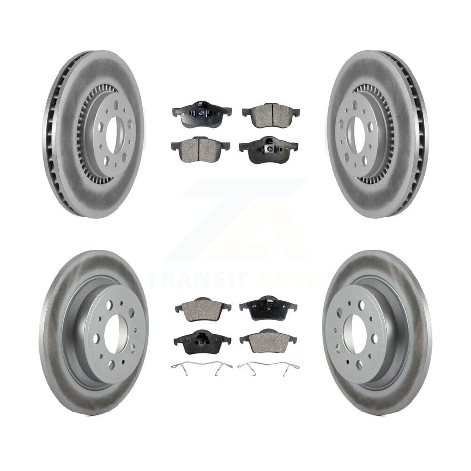 Front Rear Coated Disc Brake Rotors And Semi-Metallic Pads Kit For Volvo S60 V70 XC70 S80 KGF-100820