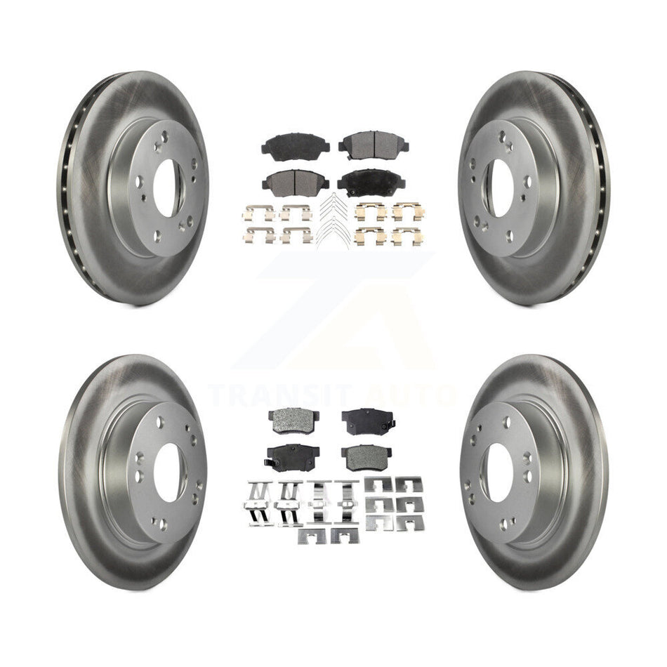 Front Rear Coated Disc Brake Rotors And Semi-Metallic Pads Kit For Honda Civic KGF-100825