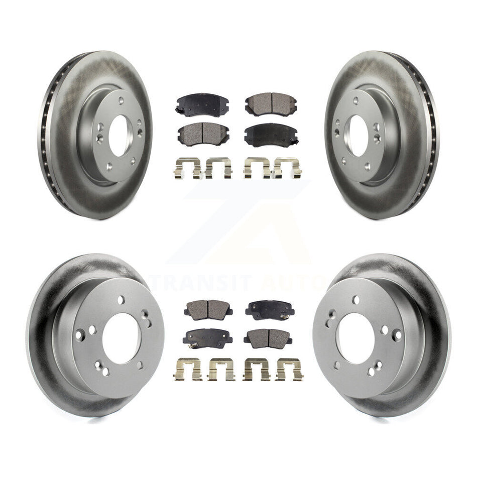 Front Rear Coated Disc Brake Rotors And Semi-Metallic Pads Kit For Hyundai Sonata 2.4L KGF-100838